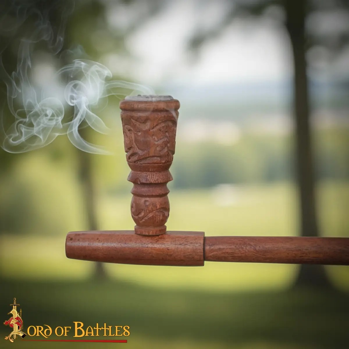 Handcrafted Inlaid Acacia Wood Historical Pipe - Image 7