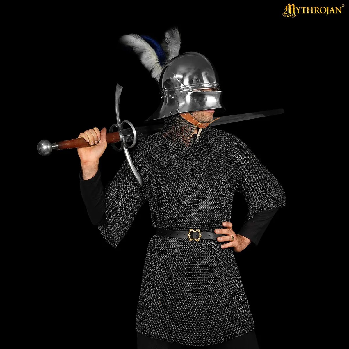 Blackened Mild Steel Chainmail Coif - 16G 10mm Butted Rings - Image 2