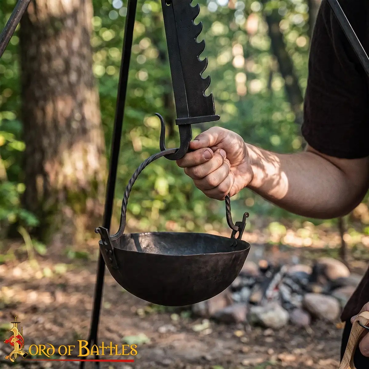 Hand-Forged Viking Iron Cauldron Kettle - 21cm - Image 3