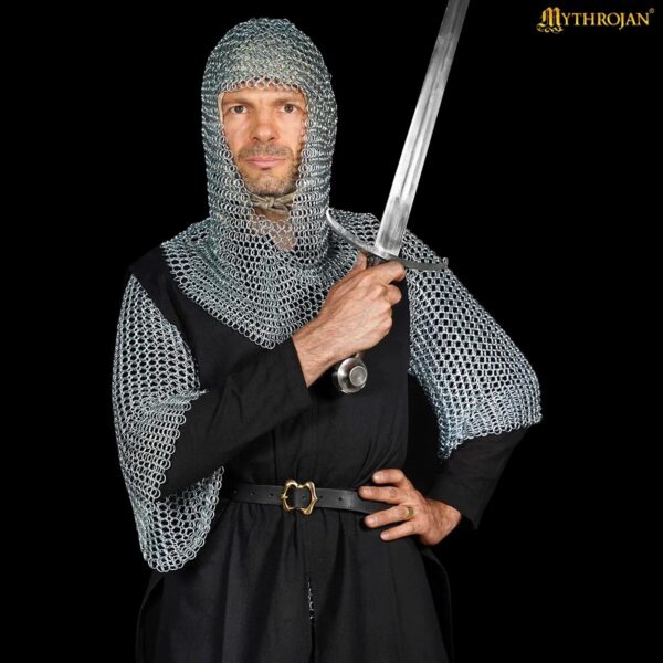 Medieval 16G Zinc Plated Steel Chainmail Coif | 10mm Butted Rings