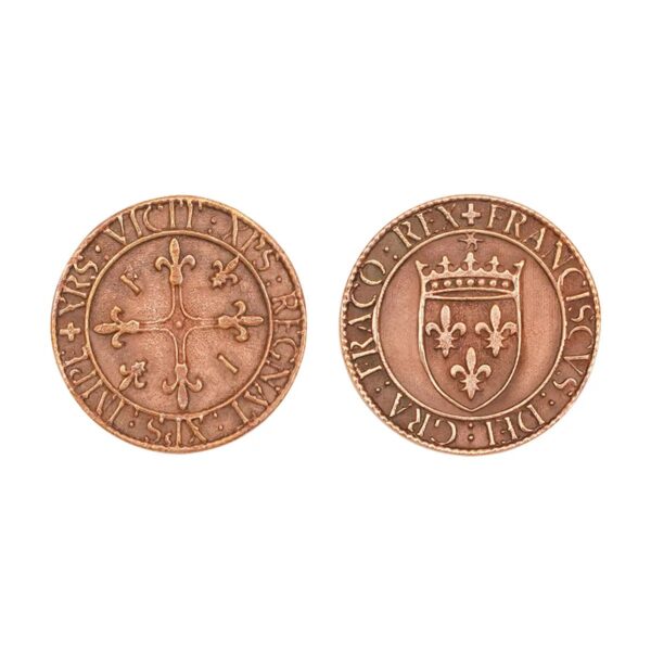 Medieval French Charles VII Solid Bronze Coins