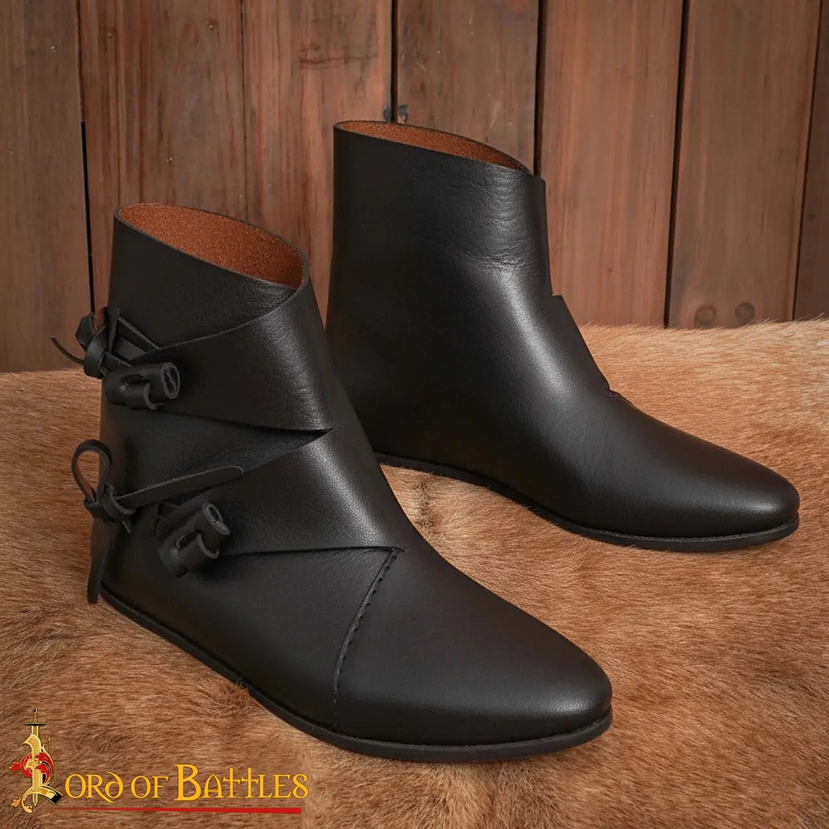 Early Medieval Jorvik Leather Toggle Shoes - Image 6