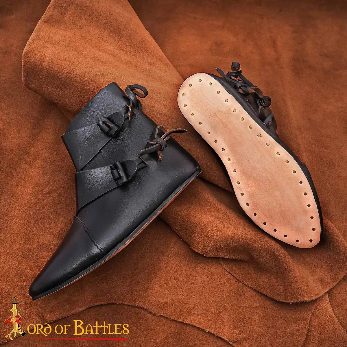 Early Medieval Jorvik Leather Toggle Shoes - Image 4