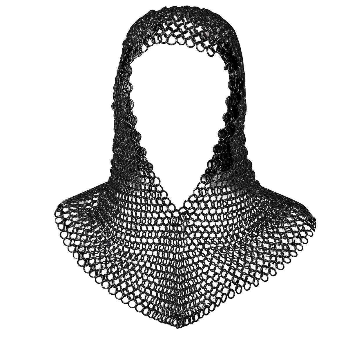 Blackened Mild Steel Chainmail Coif - 16G 10mm Butted Rings