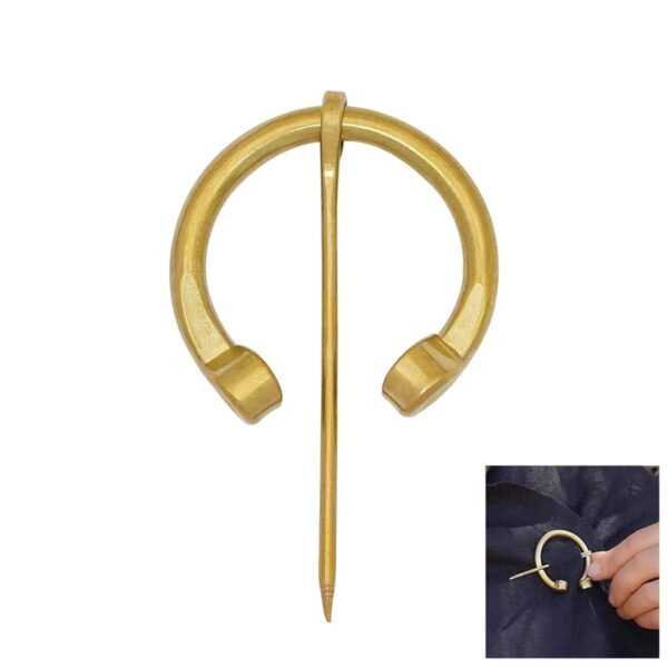 Medieval Brass Penannular Cloak Fibula Brooch