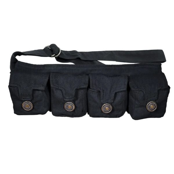 Medieval Cotton Canvas Four-Pouch Belt and Crossbody Bag