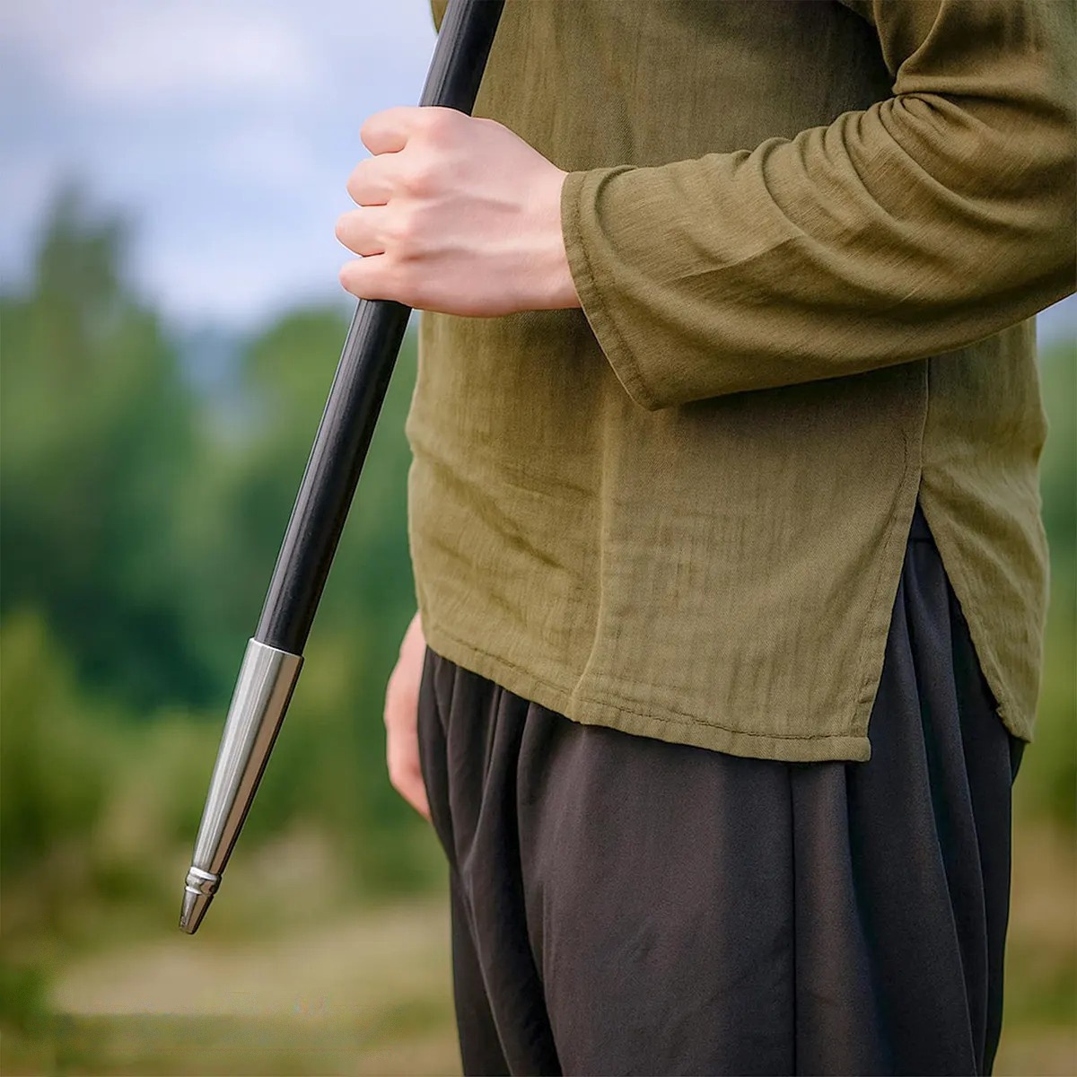 Medieval Steel Flat-Ended Spear Butt Cap