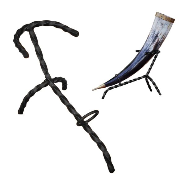 Medieval Hand-Forged Iron Drinking Horn Stand