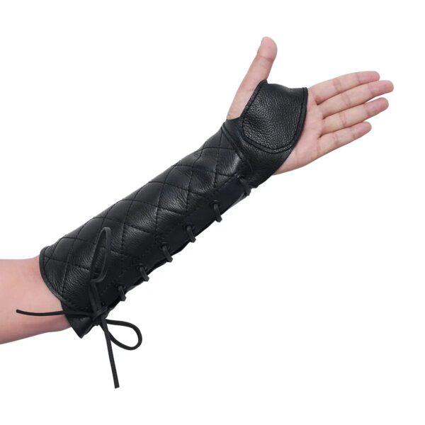 Medieval Leather Archery Bracer with Thumb Guard