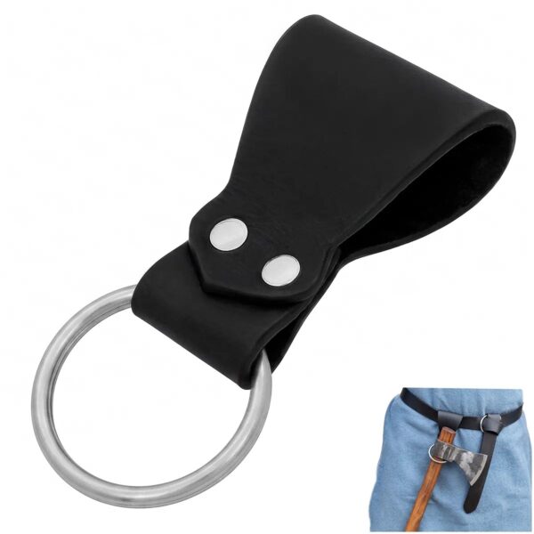 Medieval Leather Axe Frog with Steel Ring