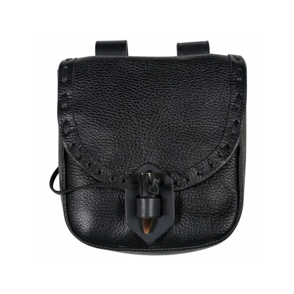 Medieval Leather Belt Pouch with Ox Horn Toggle