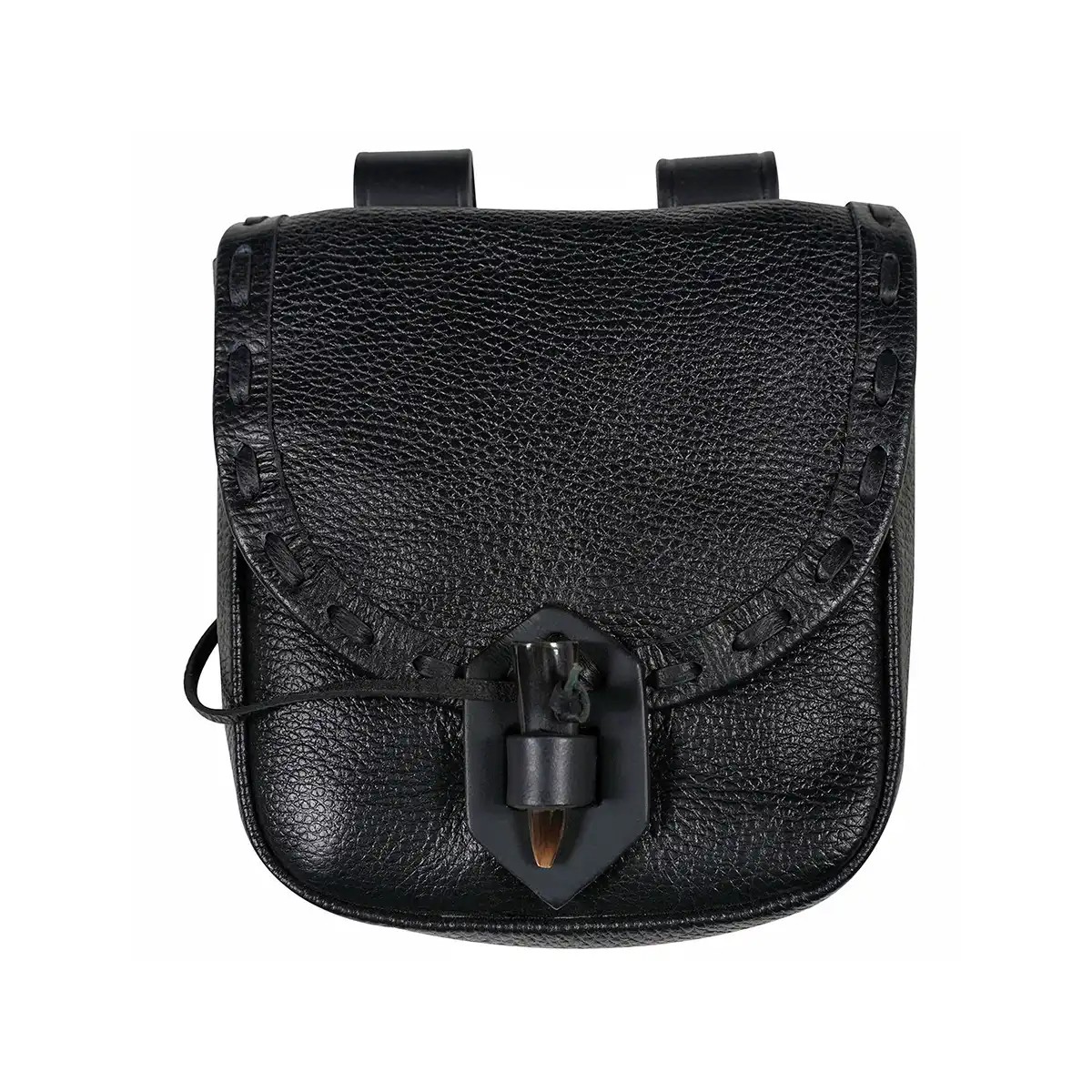 Medieval Leather Belt Pouch with Ox Horn Toggle