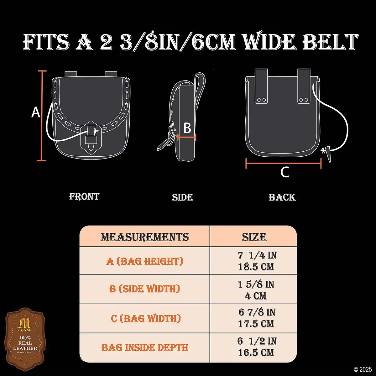 Medieval Leather Belt Pouch with Ox Horn Toggle