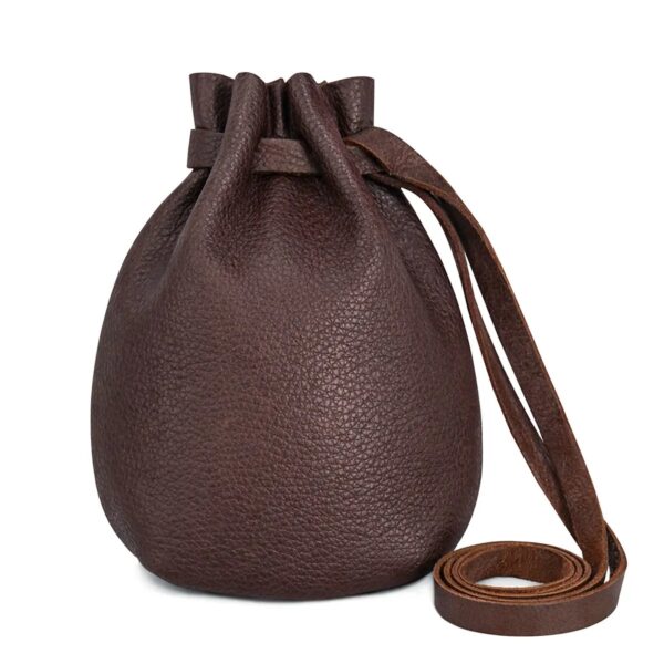 Medieval Leather Drawstring Coin Pouch