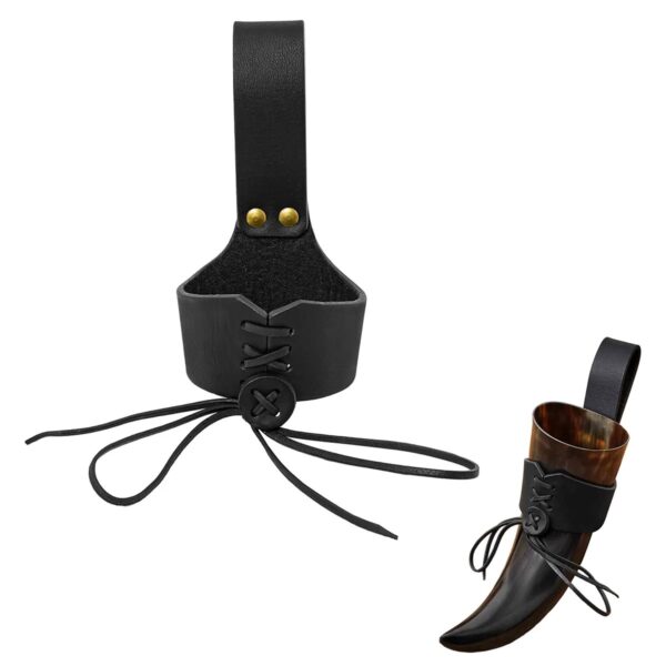 Medieval Leather Drinking Horn Belt Frog