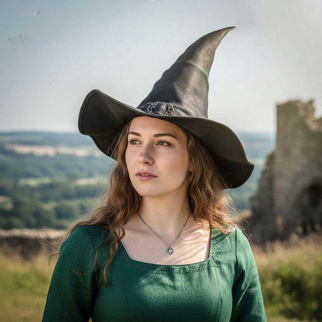 Handcrafted Leather Wizard Hat with Brass Buckle - Image 2