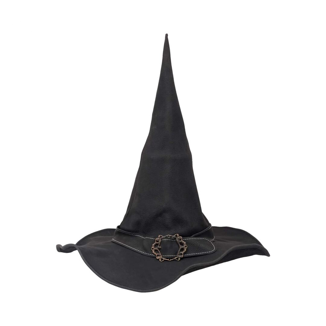 Handcrafted Leather Wizard Hat with Brass Buckle