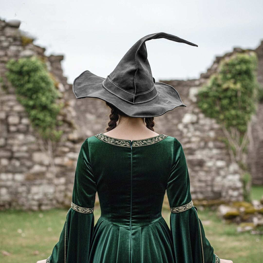 Handcrafted Leather Wizard Hat with Brass Buckle - Image 5