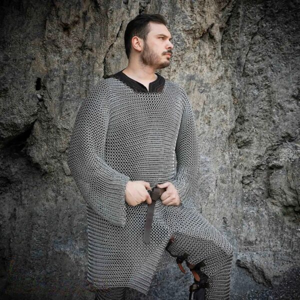 Medieval Mild Steel Butted Chainmail Hauberk