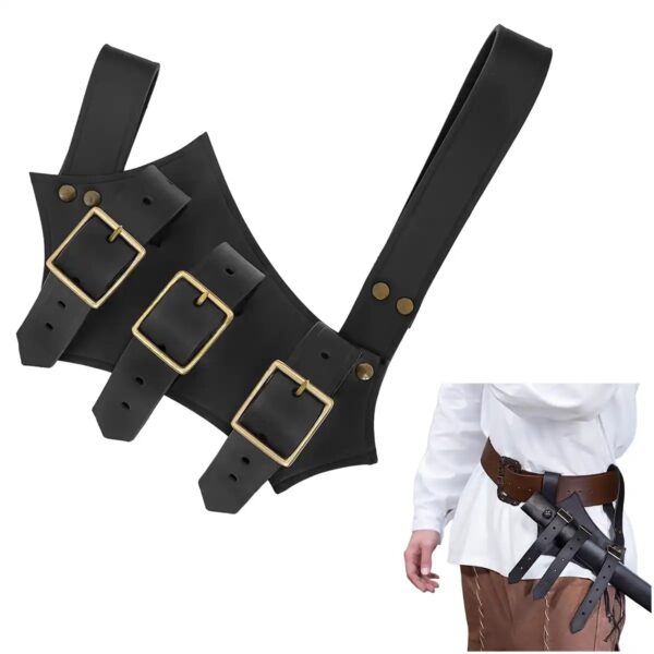 Medieval Right-Hand Triple Buckle Leather Sword Frog
