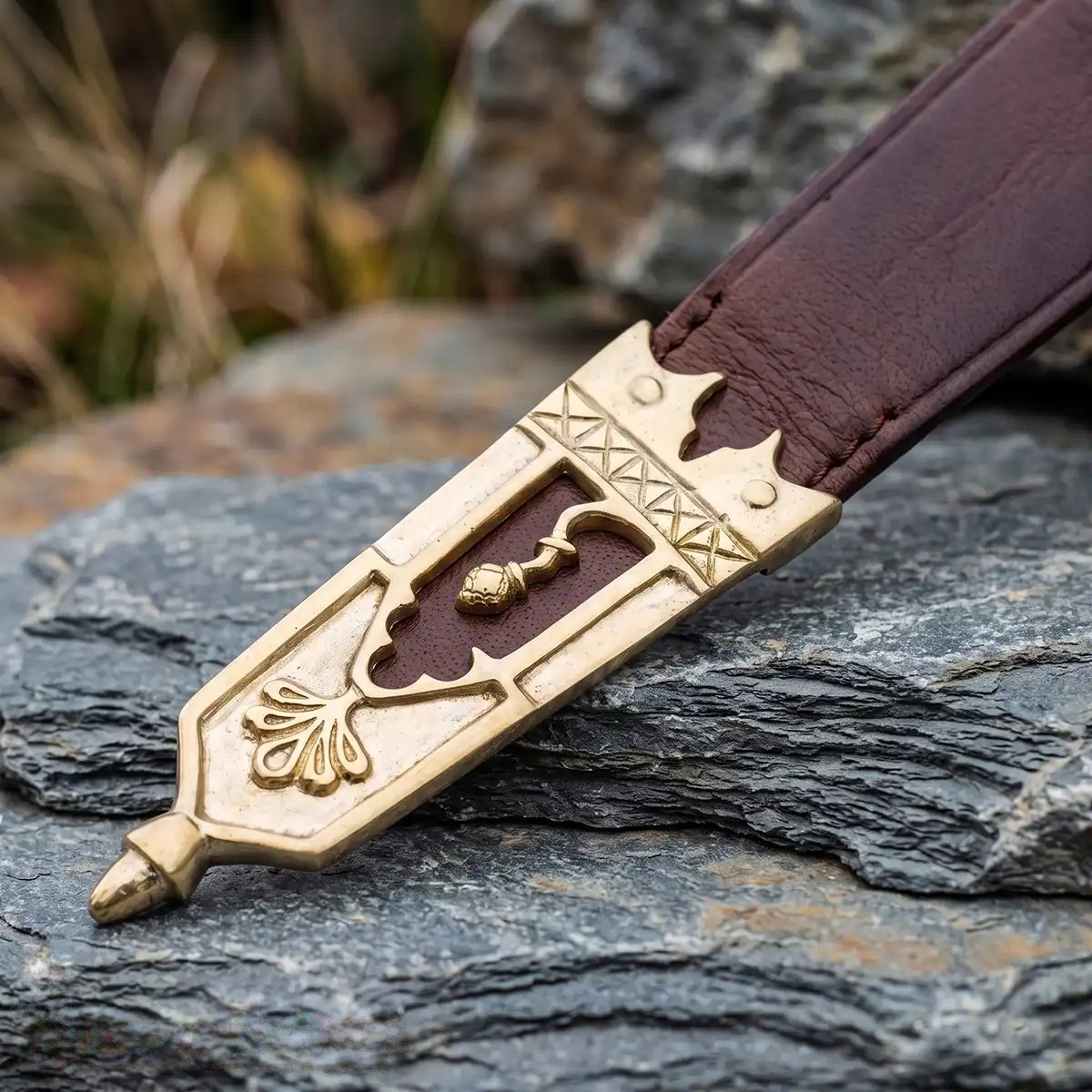 Medieval Scottish Thistle Brass Belt End Chape