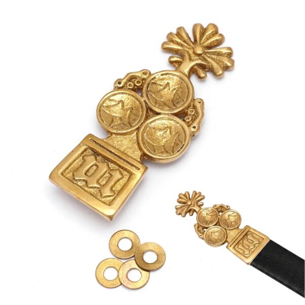 Medieval Trefoil Brass Belt End Strap Fitting
