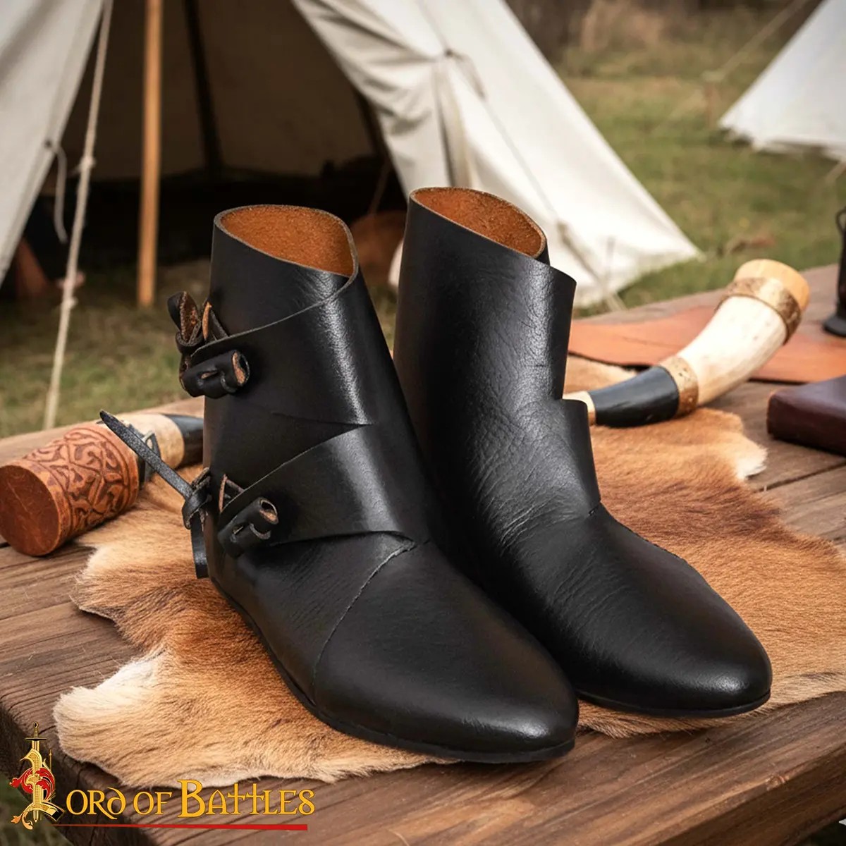 Early Medieval Jorvik Leather Toggle Shoes - Image 10