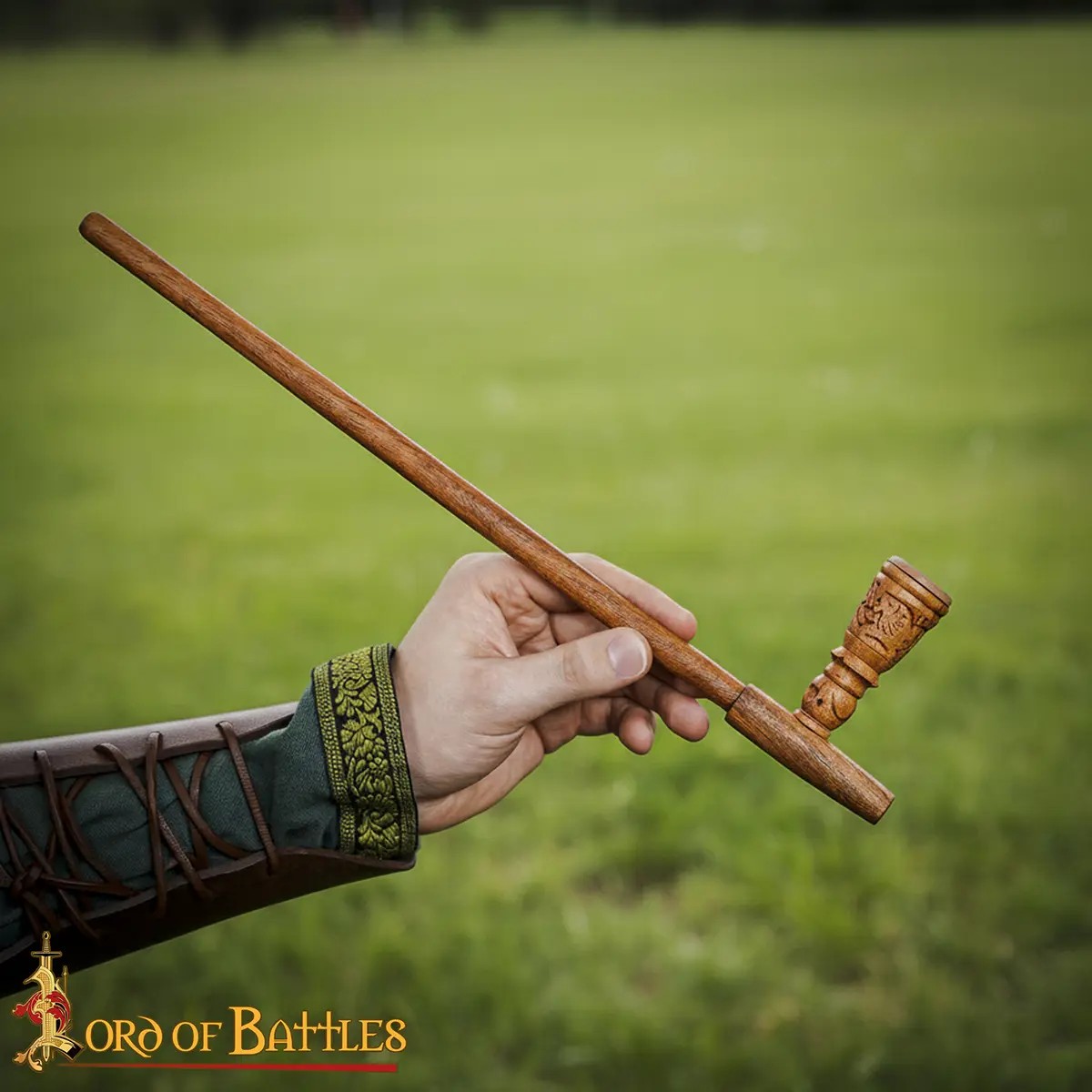 Handcrafted Inlaid Acacia Wood Historical Pipe - Image 3