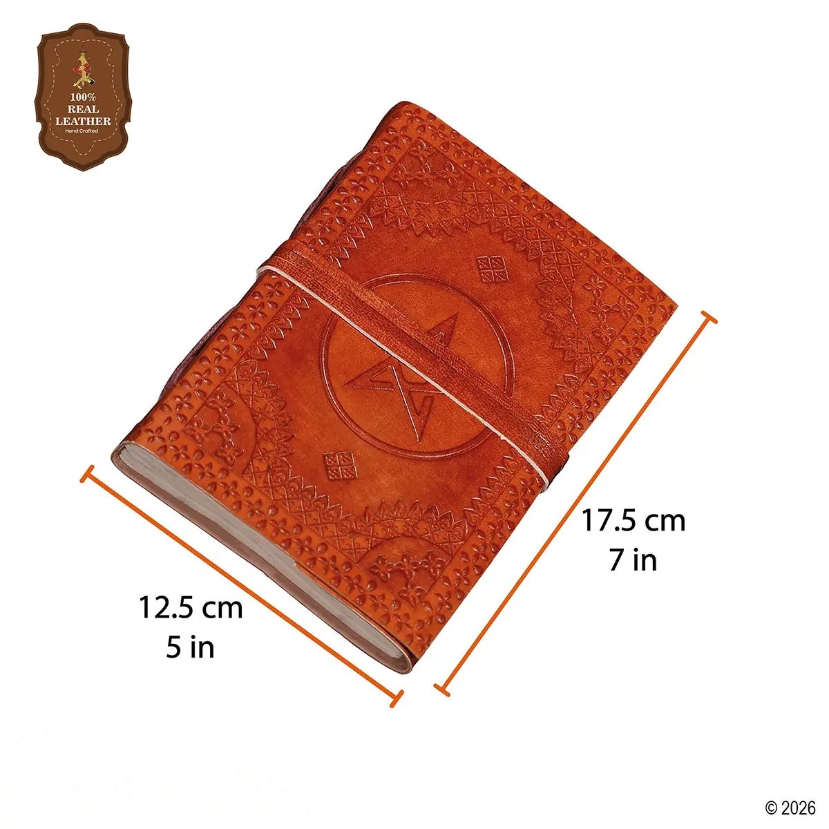 Pentagram Medieval Leather Journal with Handmade Paper