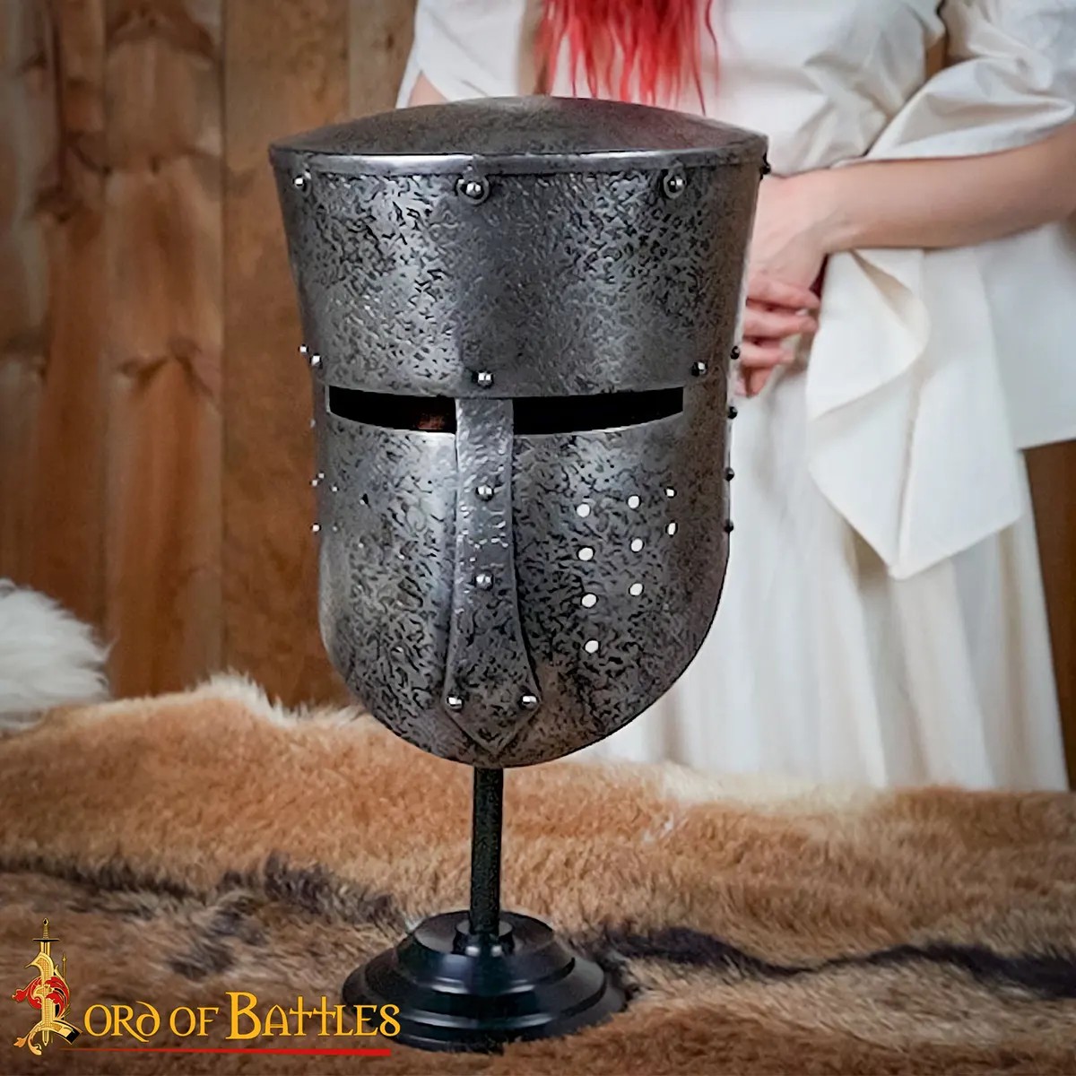 Solid Iron Helmet Stand - Matte Black Armour Display - Image 4