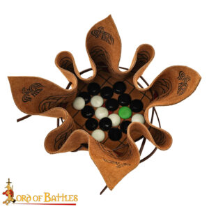 Viking Leather Hnefatafl Board Game with Glass Playing Pieces