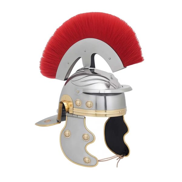 Roman Centurion Steel Helmet with Transverse Plume
