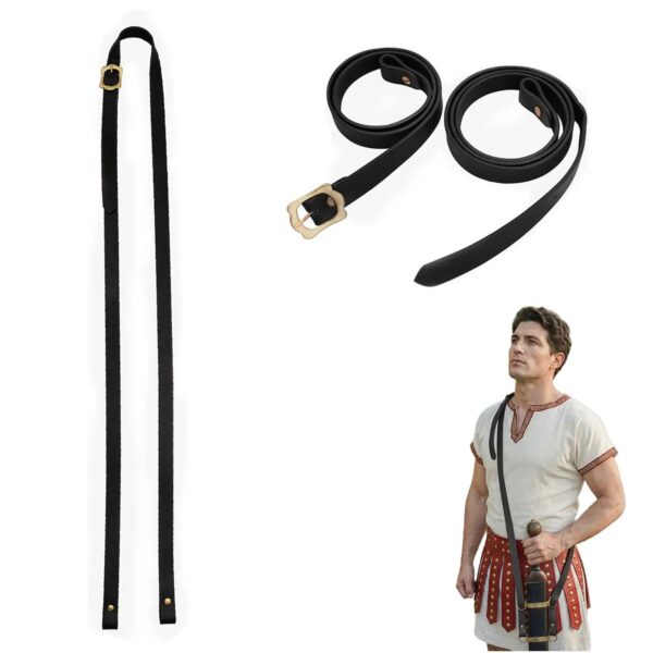 Roman Leather Sword Baldric Belt with Brass Fittings