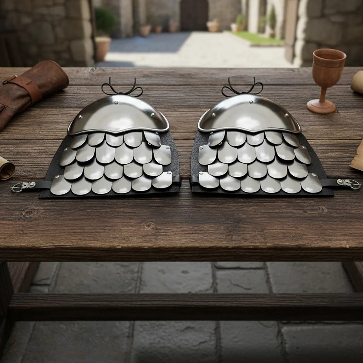 Roman Lorica Squamata Steel Scale Spaulders