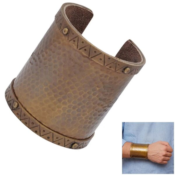 Solid Brass Historical Wristlet Bracelet with Suede Lining