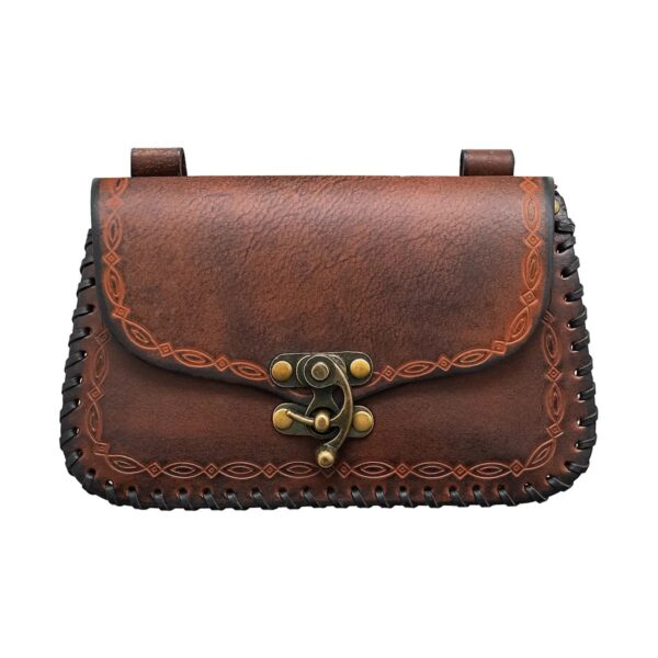 Medieval Sorcerer Embossed Leather Belt Pouch