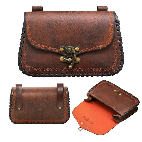 Medieval Sorcerer Embossed Leather Belt Pouch