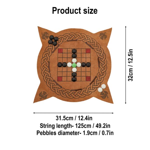 Viking Leather Hnefatafl Board Game with Glass Playing Pieces