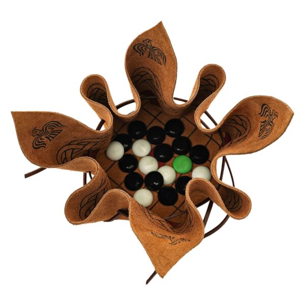 Viking Leather Hnefatafl Board Game with Glass Playing Pieces