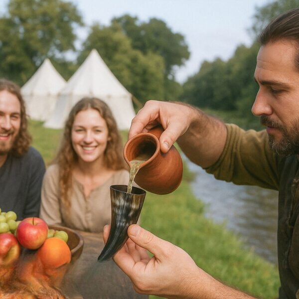Medieval Viking Ox Horn Cups with Canvas Bag - Set of 3