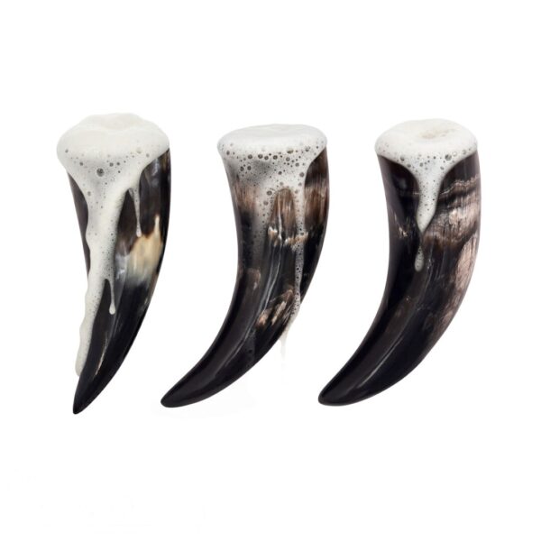 Medieval Viking Ox Horn Cups with Canvas Bag - Set of 3