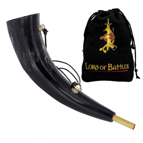 Viking Ox Horn Bugle with Brass Mouthpiece