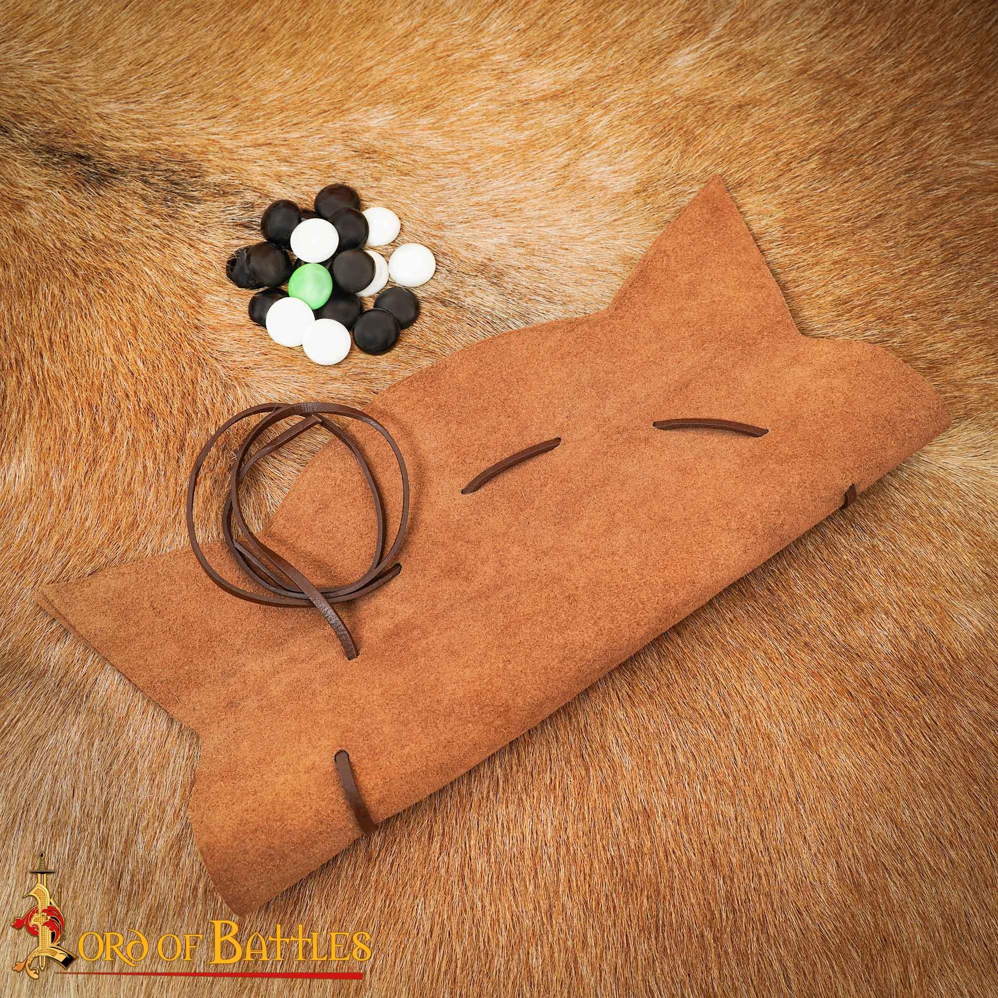 Viking Leather Hnefatafl Board Game with Glass Playing Pieces - Image 5
