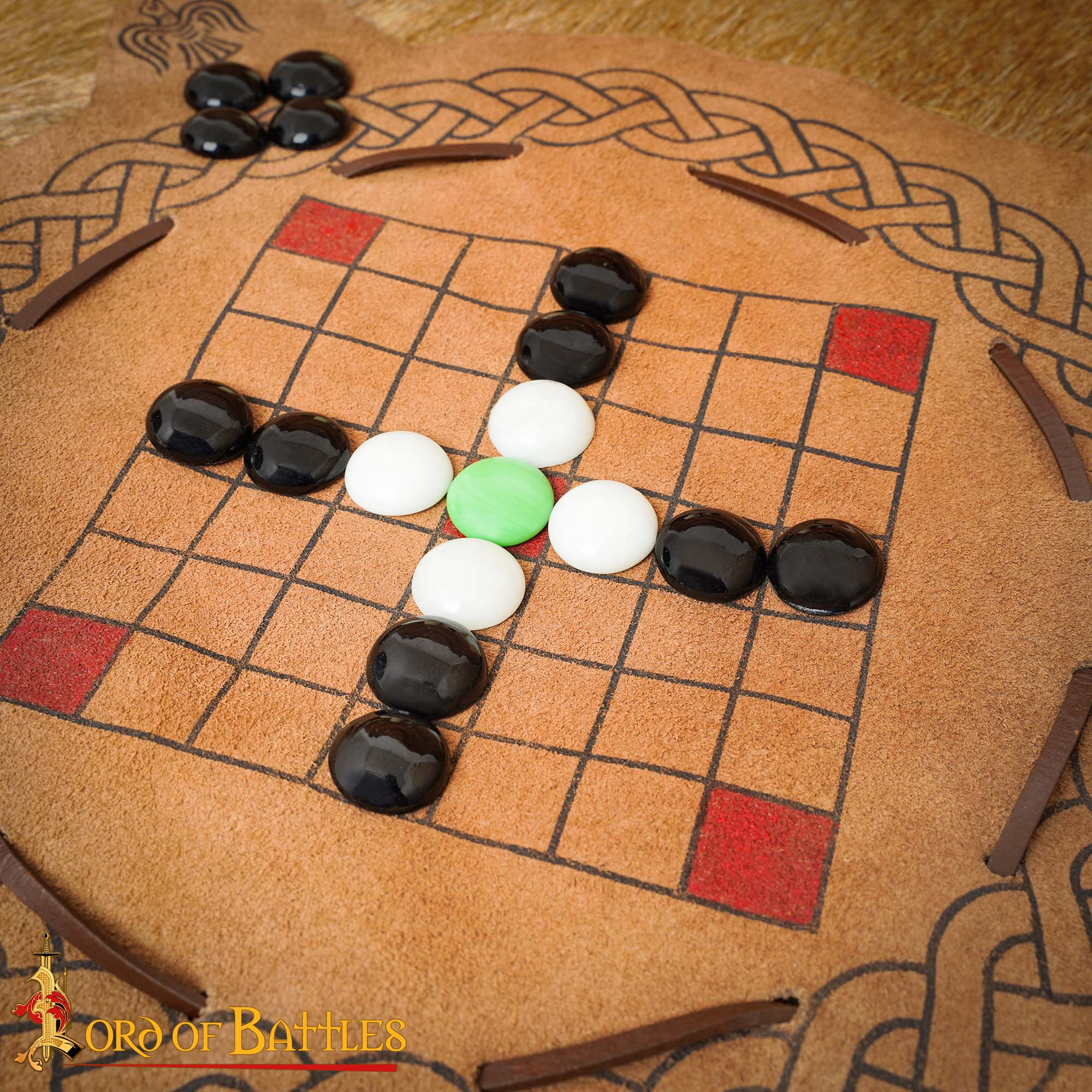 Viking Leather Hnefatafl Board Game with Glass Playing Pieces - Image 8