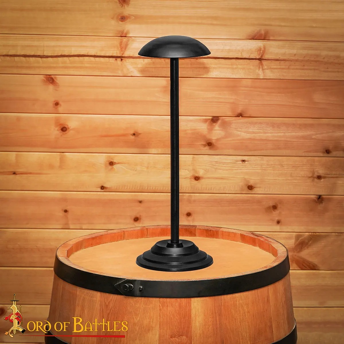 Solid Iron Helmet Stand - Matte Black Armour Display - Image 3