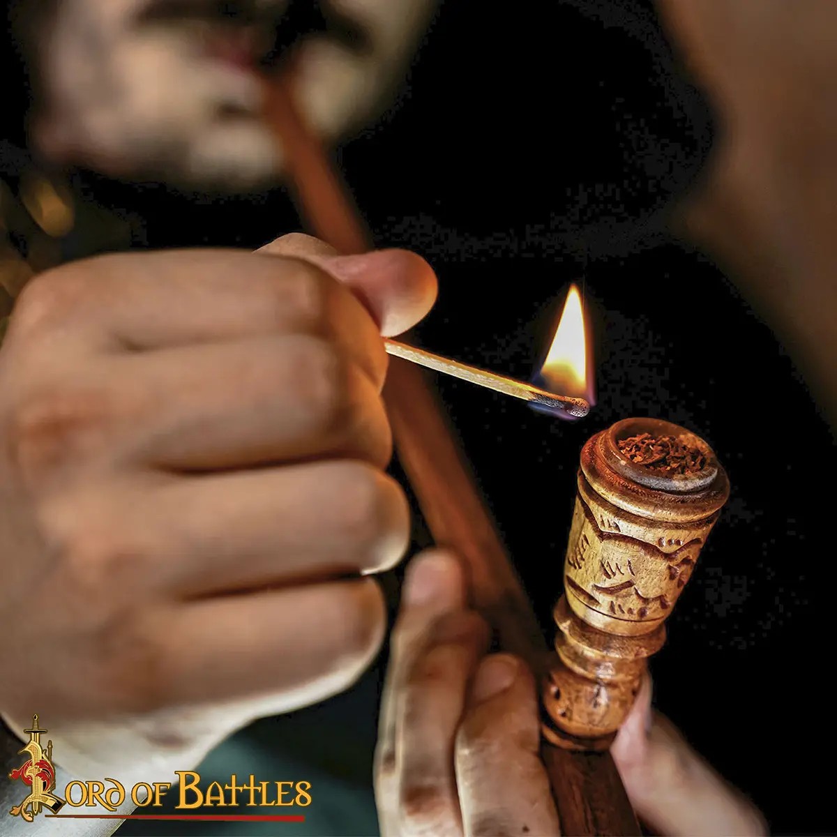 Handcrafted Inlaid Acacia Wood Historical Pipe - Image 6