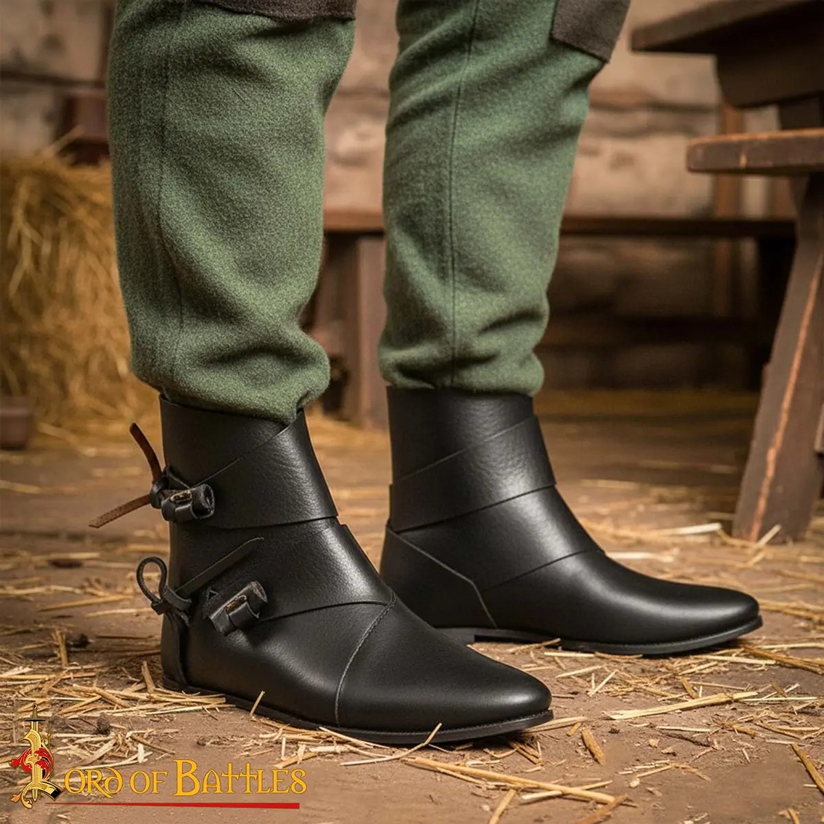 Early Medieval Jorvik Leather Toggle Shoes - Image 8