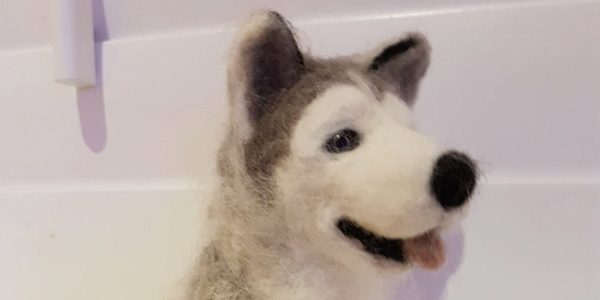 Needle Felting Dogs. Putting the colour on.