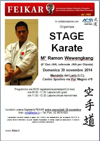 Stage KARATE a Mandello del Lario (LC) 2014 nov 30