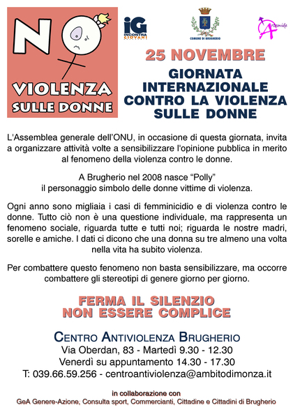 GIORNATA INTERNAZIONALE CONTRO LA VIOLENZA SULLE DONNE